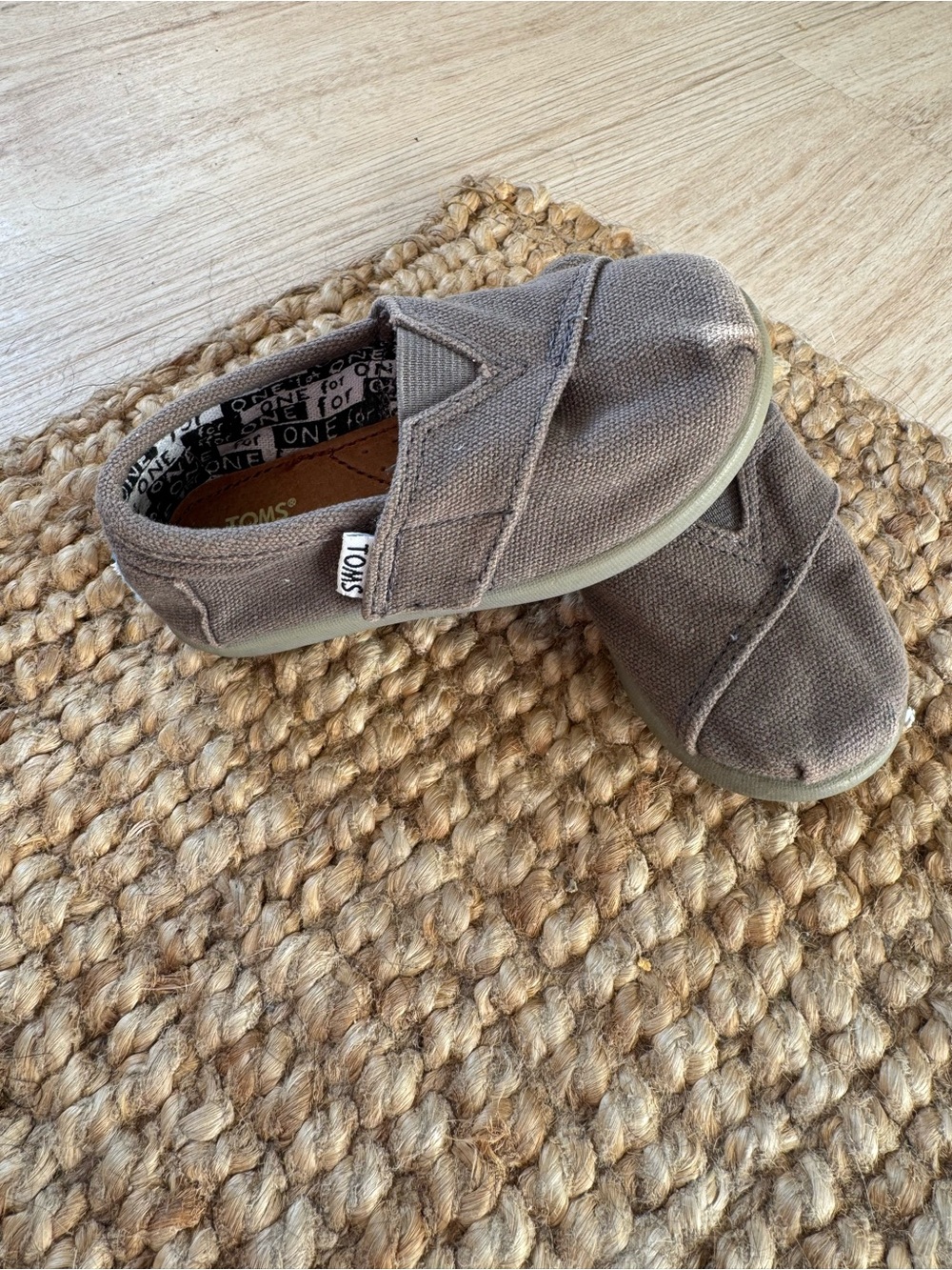 Toms Kids Slip-On Canvas Sneakers in Taupe Brown